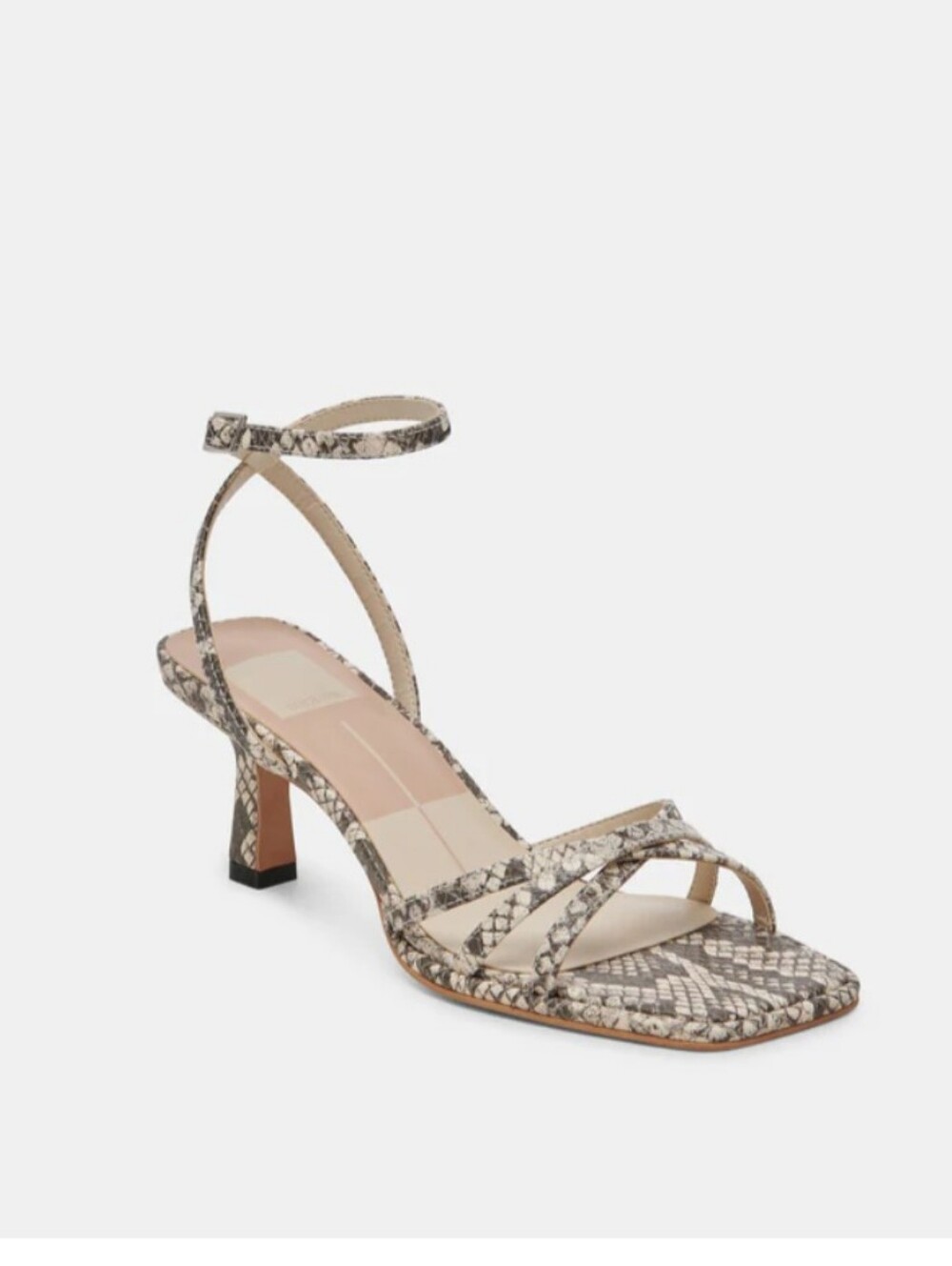 Dolce Vita Manji Kitten Heels in Black White Embossed Snake